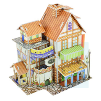 3D Puzzle Jigsaw Paper Model |3D House Building Puzzle | Learning Educational Toys For Children | Kid Gift 3D DIY Puzzle Citadel Model Cartoon House Assembling Toy Kid Early Learning