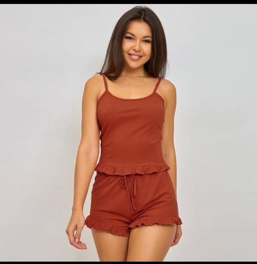 terracotta top and shorts set