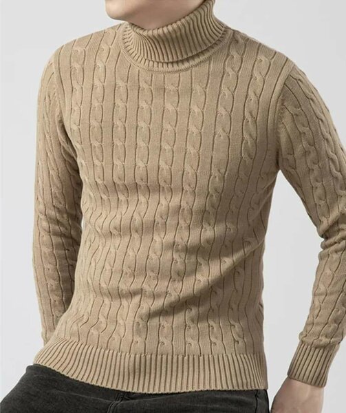 Pull à col roulé côtelé pour homme