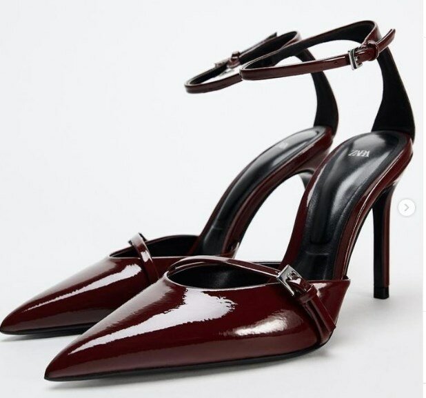 Zara shoes burgundy patent leather