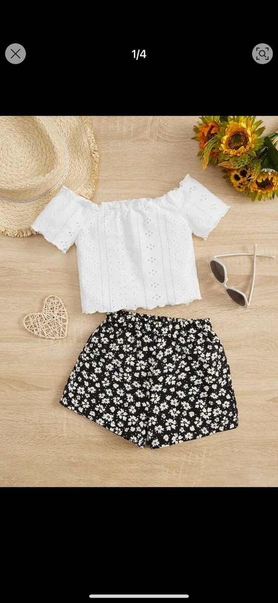 Tank Top with Floral Shorts. 7years