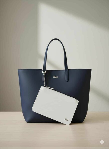 Sac cabas en cuir bicolore