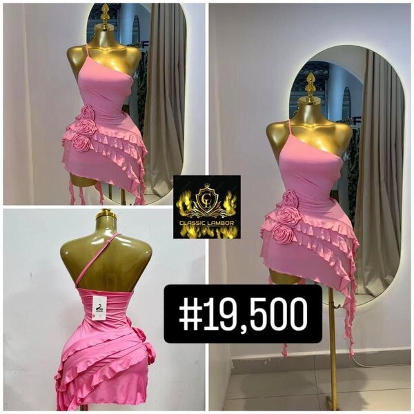 Robe asymétrique rose style soirée