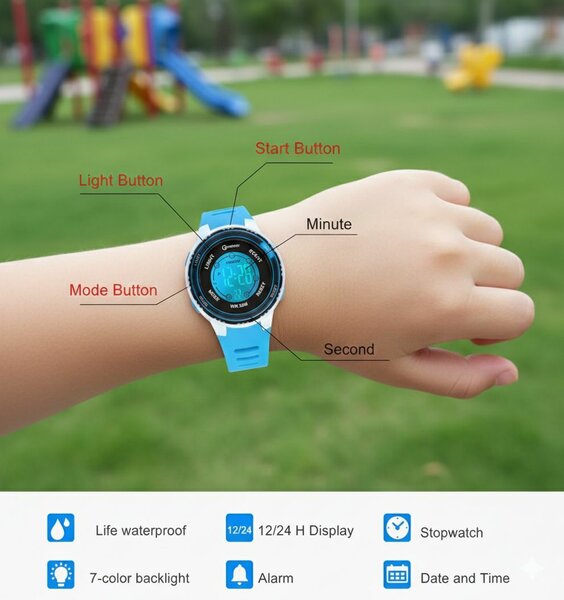 Montre numérique étanche enfants