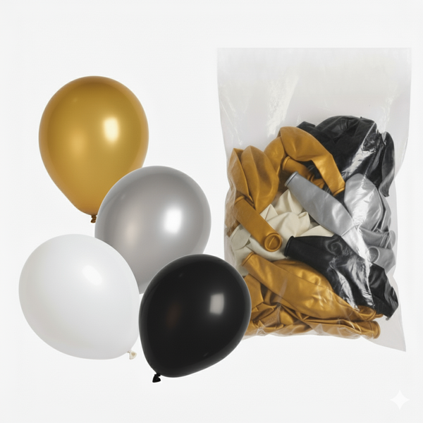 Ballons de fête or, argent..