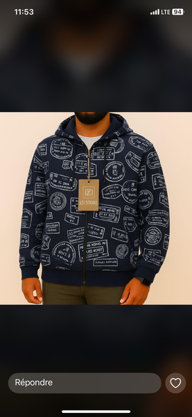 Sweat à capuche zippé homme