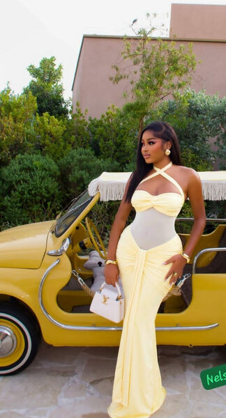 Robe longue élégante jaune