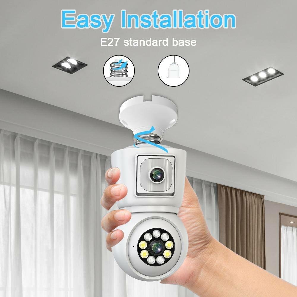 Dual Lens Ptz icsee App bulb Cctv Camera