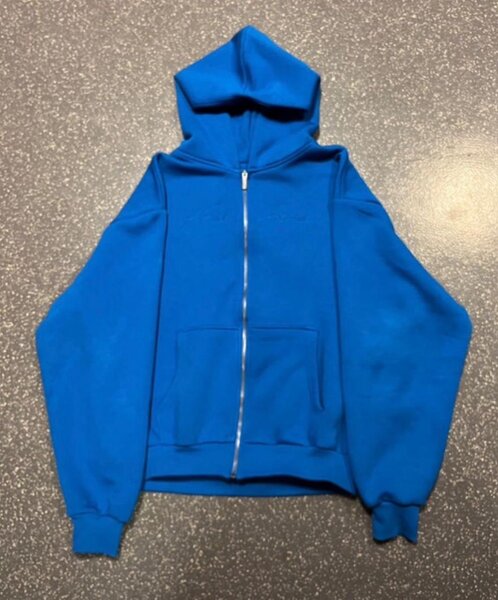 Sweat à capuche bleu zip