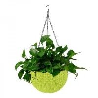 Beautiful Plastic Hanging Planter Flower Pot With Hanging Chain - Green