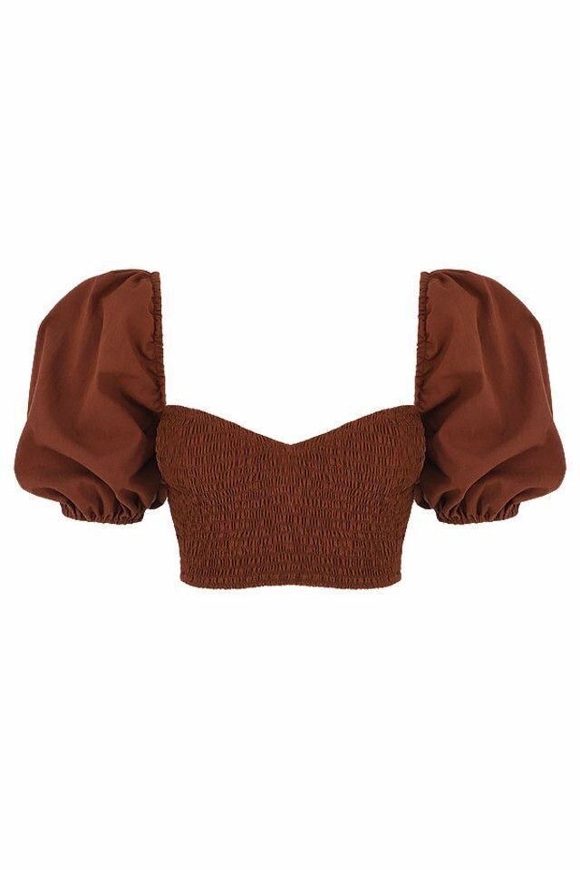 Top court à manches bouffantes