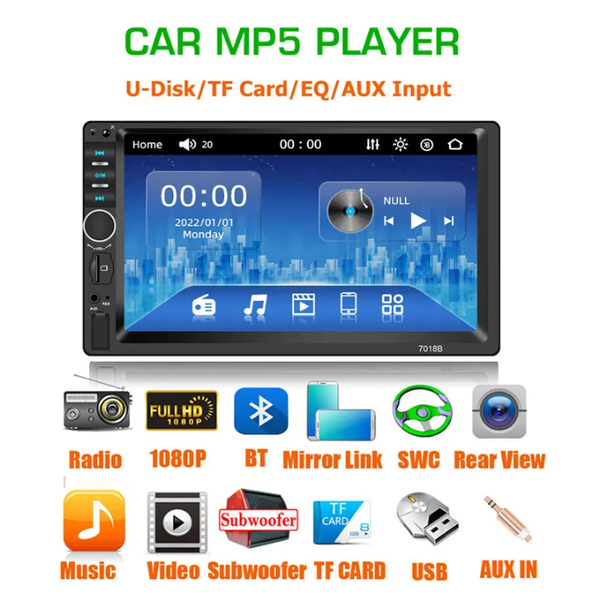 Touch screen 7" car tape 2 din multimedia DVD player