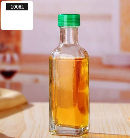 Food Grade Square Glass Bottle with Plastic Cap