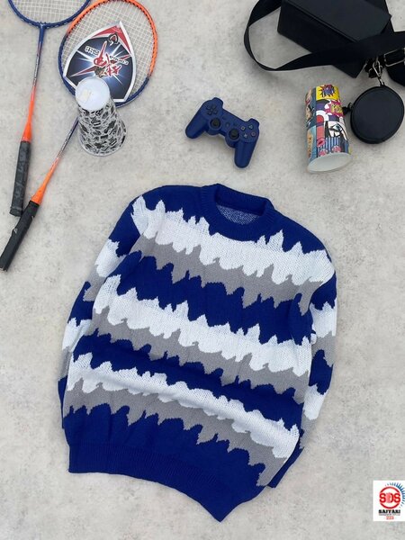 Pull Col Rond Motif Ondulé