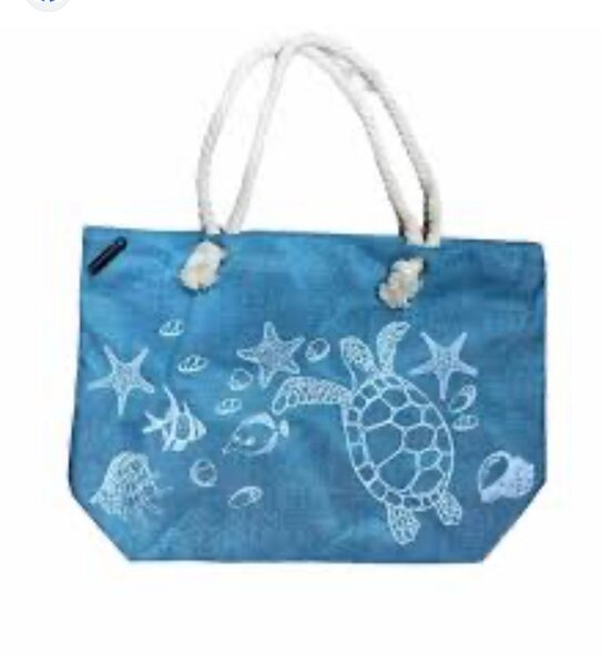 Sac cabas bleu motif tortue