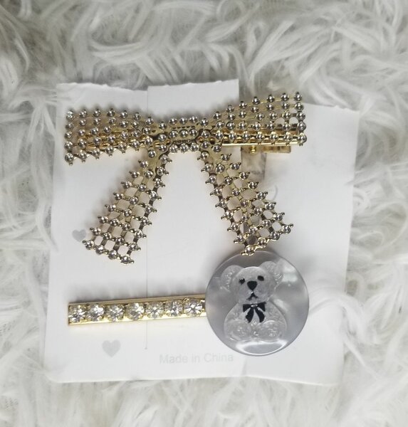 Barrettes à Nœud et Ours