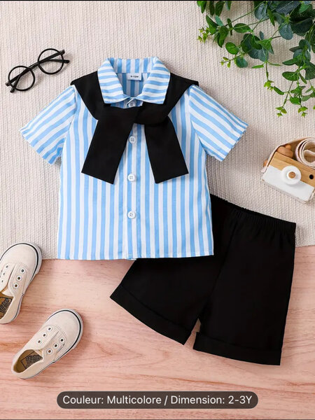 Ensemble garçon rayé élégant