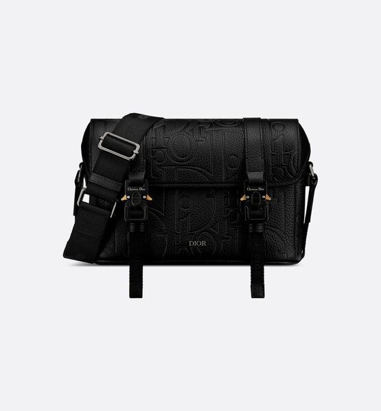 Sac messager en cuir noir Dior