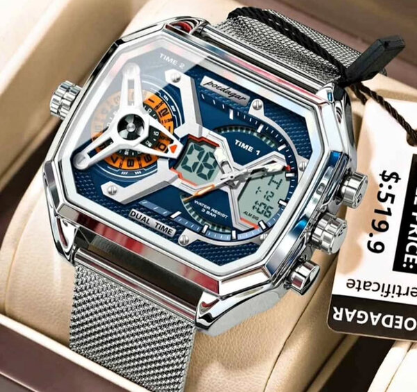 Montre Double Temps Homme Élégante