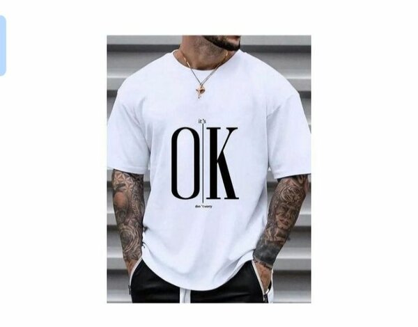 T-shirt blanc imprimé OK