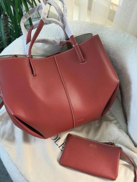 Sac cabas en cuir rouge