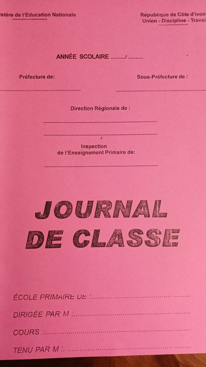 Journal de Classe École Primaire