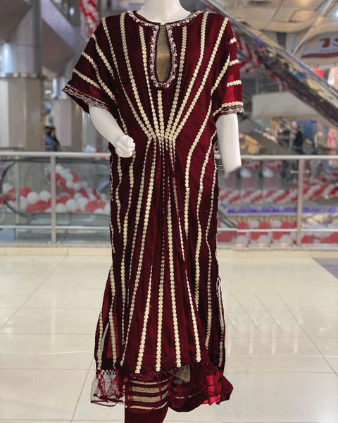 Three pieces women stitched chiffon playing maxi Plain
