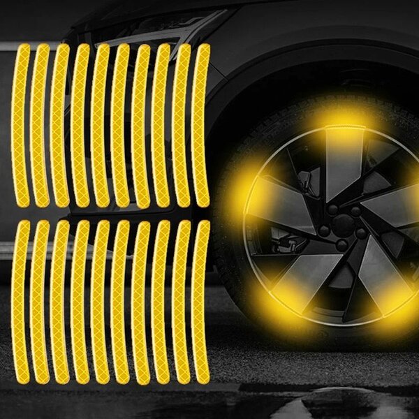 20 Pcs Car Wheel Hub Reflective Sticker Tire Rim Reflective