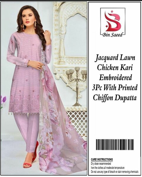 3pcs women's unstitched chikanari suit