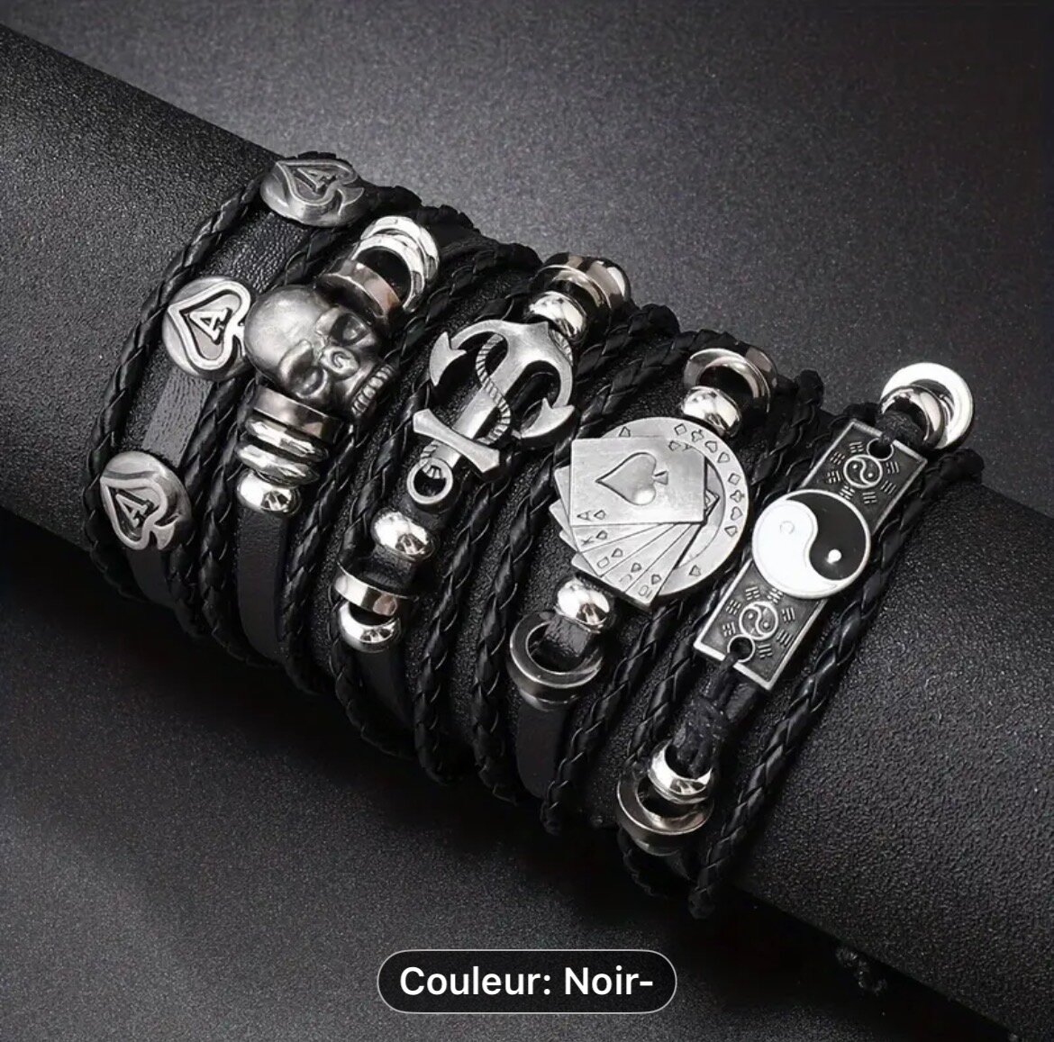 Bracelet noir ajustabl 1 à 800