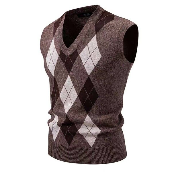 Pull sans manches à losanges homme