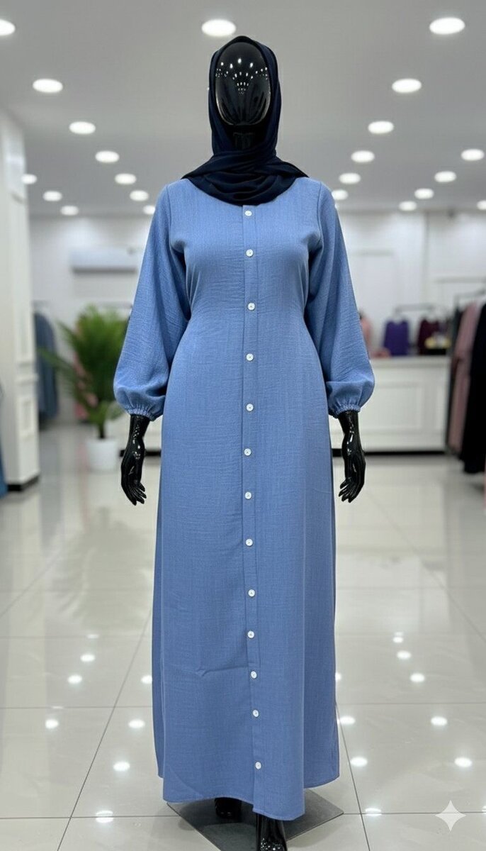 Abaya longue bleu élégant