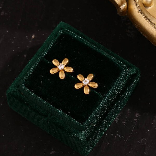 Boucles d'oreilles fleurs dorées