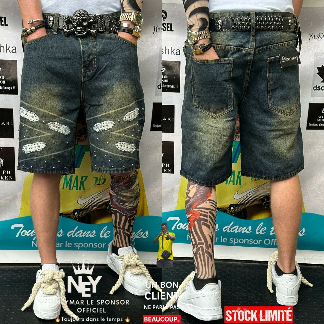 Shorts en denim brodés