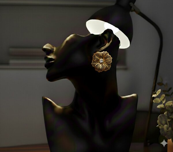 Boucles d'oreilles florales dorées