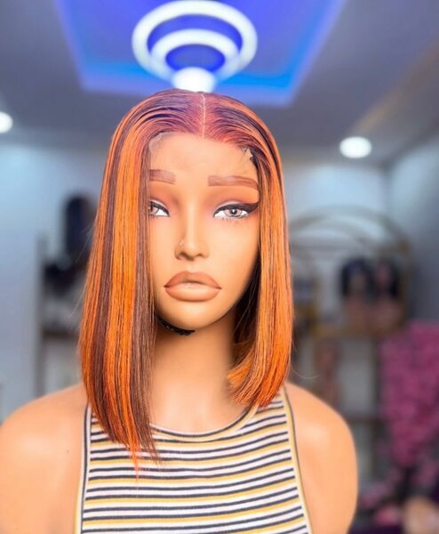 Perruque bob orange naturelle