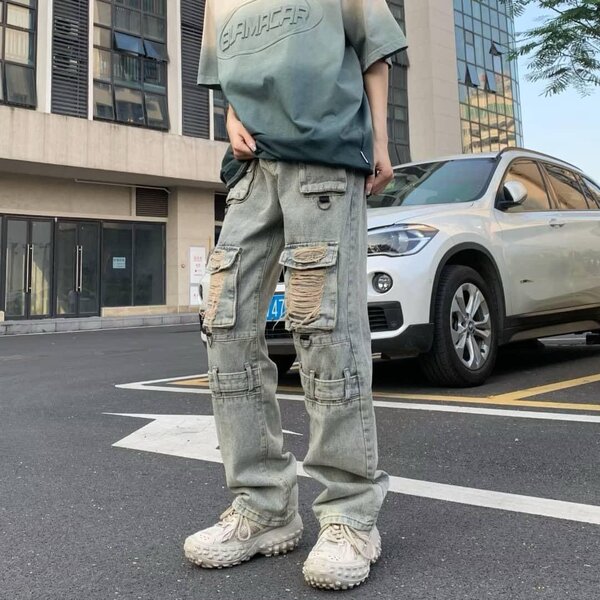 Gamicab homme cargo jeans déchirés