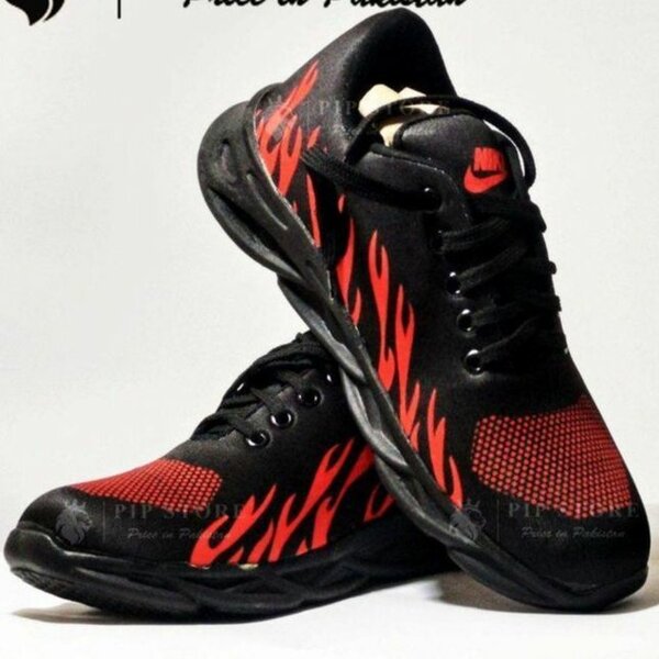 Man's Rubber comfortable shoes red fire