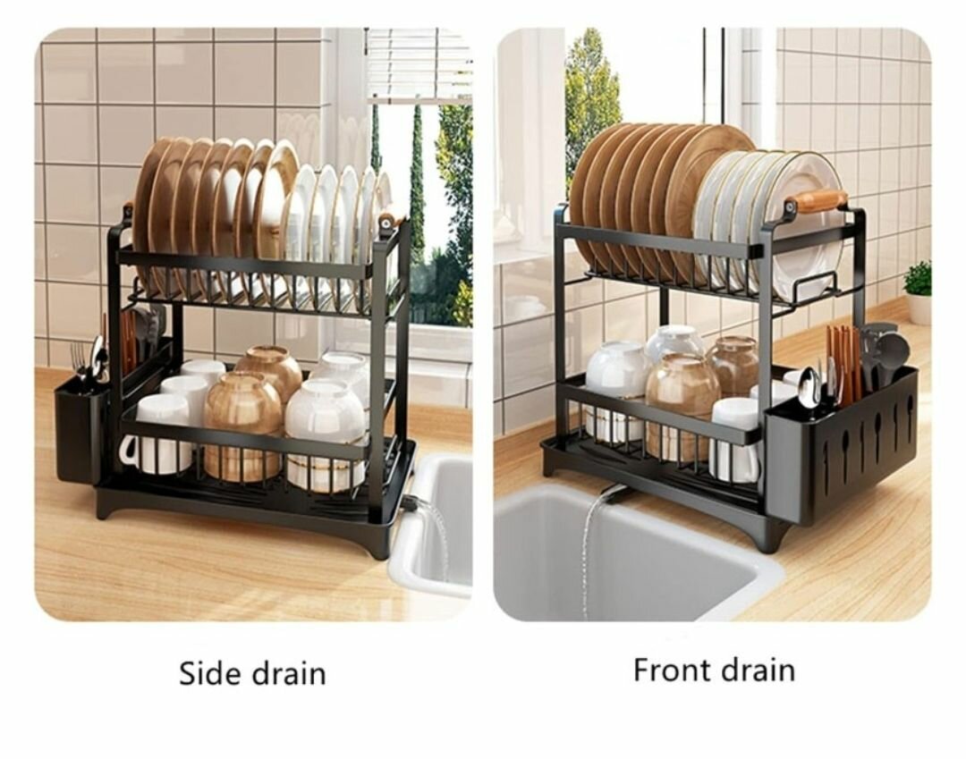 ANTI-RUST DISH DRYING RACK WITH KNIFE HOLDERS