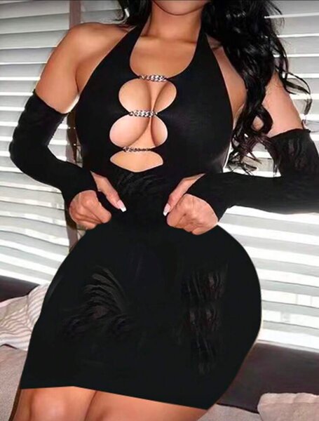 Robe sexy découpée noire