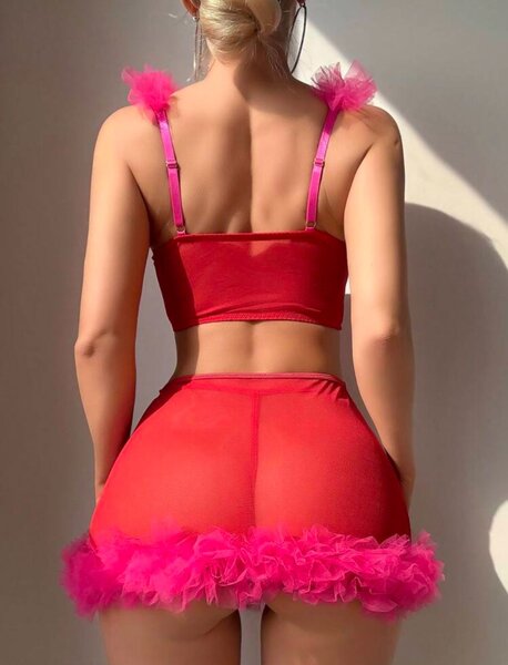 Ensemble lingerie rouge glamour