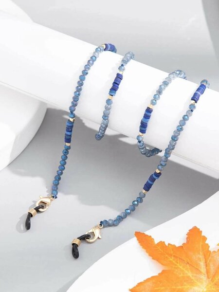 Chaine à lunettes perles bleues