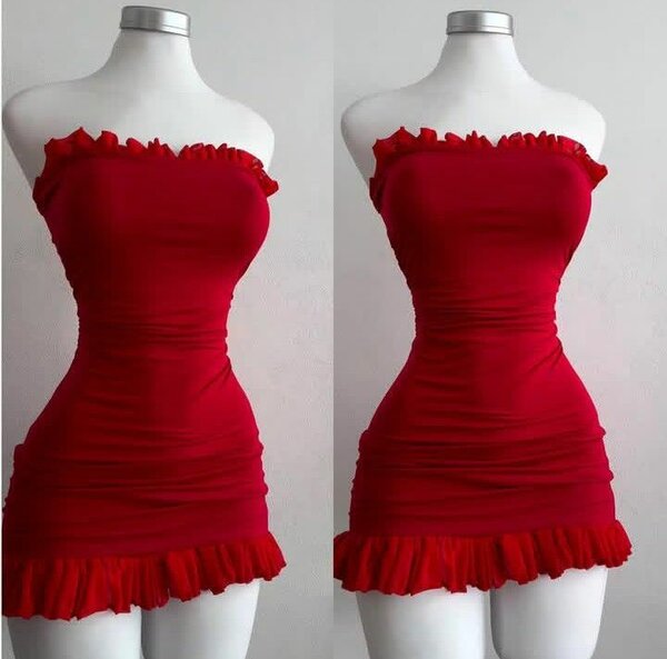 Robe Rouge Bustier Évasée