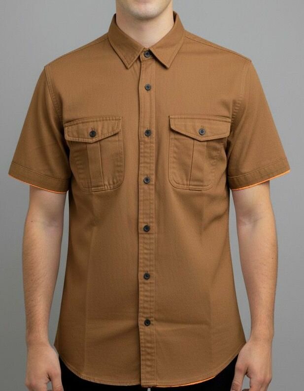 Chemise marron à manches courtes