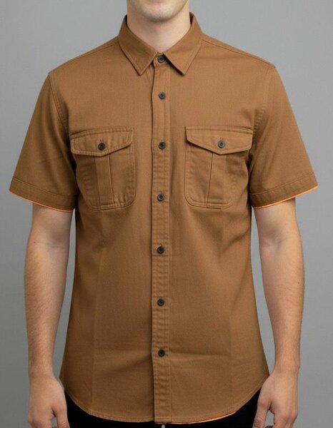 Chemise marron à manches courtes