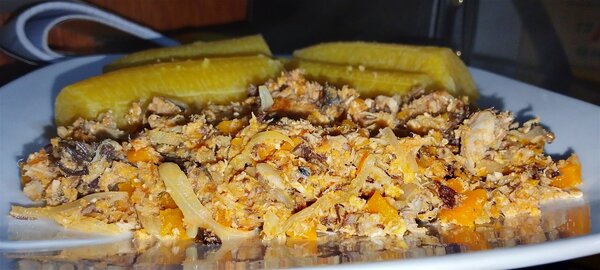 Banane bouillie aux brouillé d