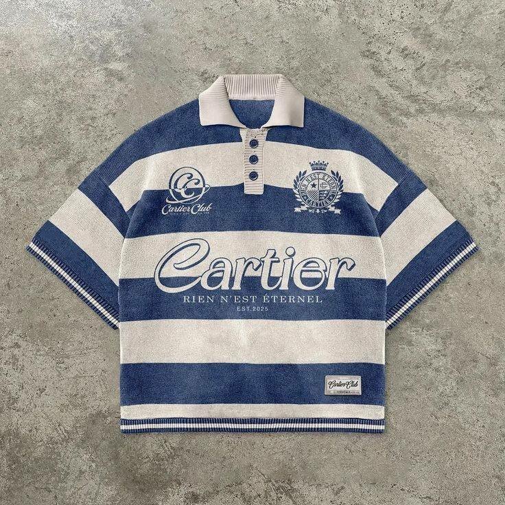 Polo rayé bleu et blanc