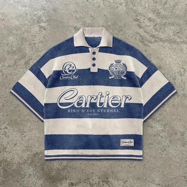 Polo rayé bleu et blanc