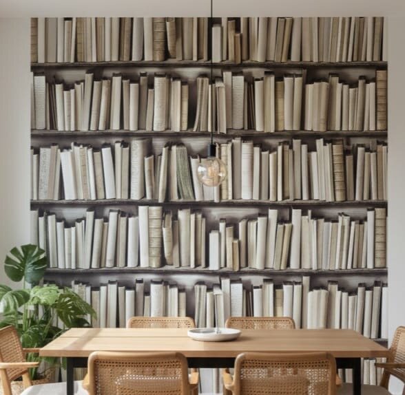 Papier peint bibliothèque réaliste