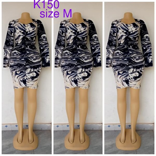 Dress black and white, abstract print, size M